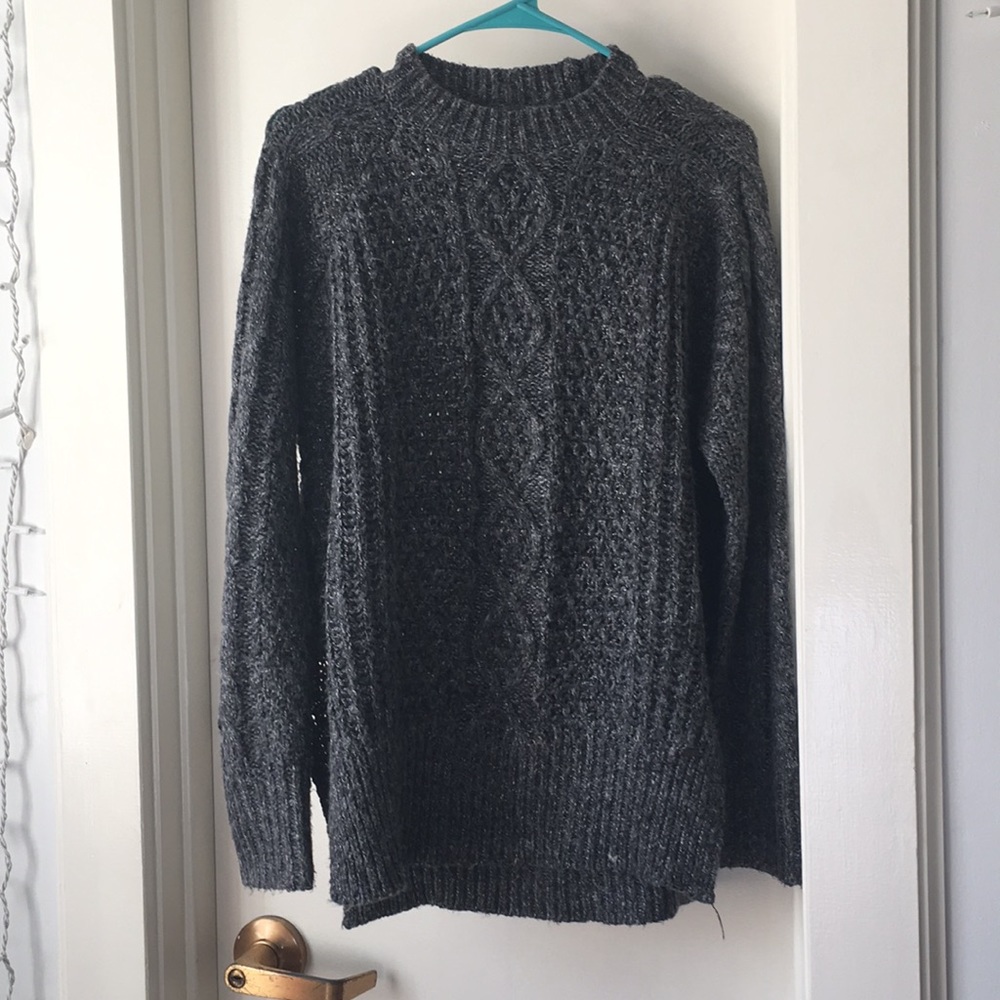 Grey cable knit sweater
